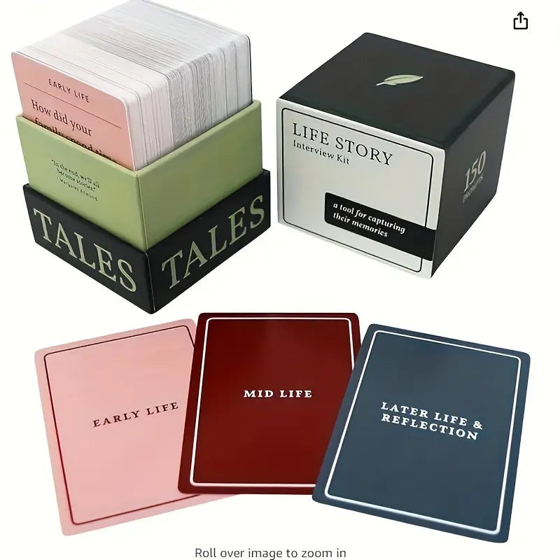 150-Card Life Story Interview Kit – Memory Sharing Game with Reflective Questions for Early, Mid, & Later Life