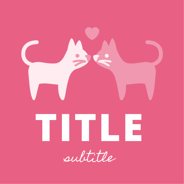 S10 label template with kissing kitty design and block letters. 