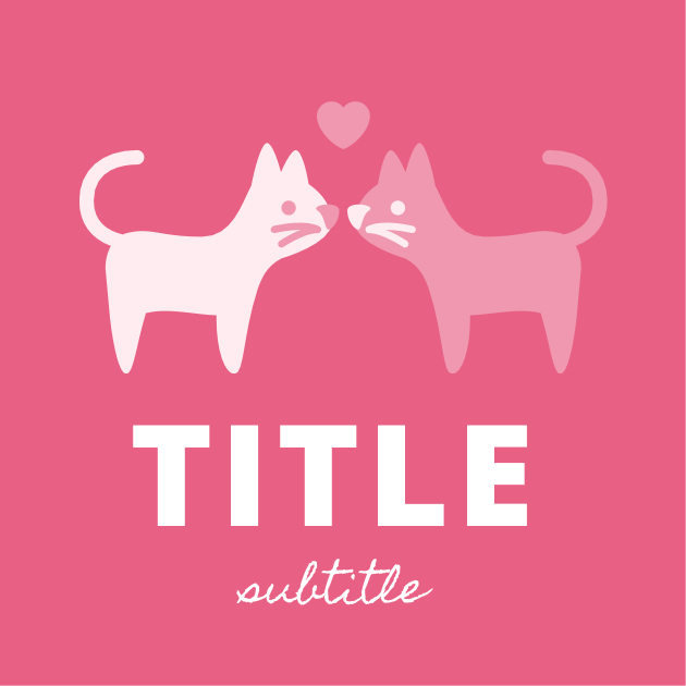 S10 label template with kissing kitty design and block letters.