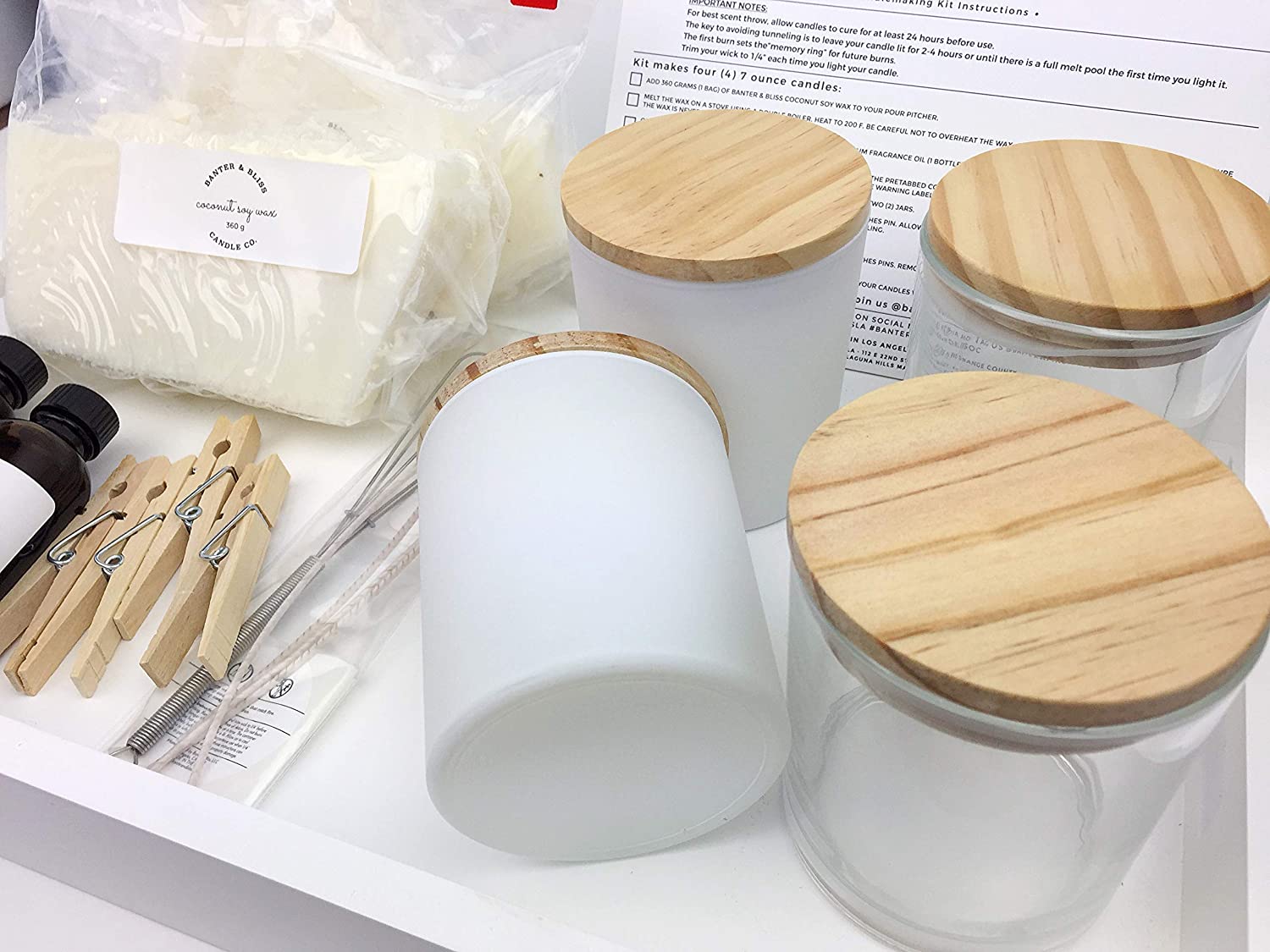 Minimal & Modern DIY Coconut Soy Candlemaking Kit. Makes Four 7 oz. Candles. Make More Kit (32 pieces)