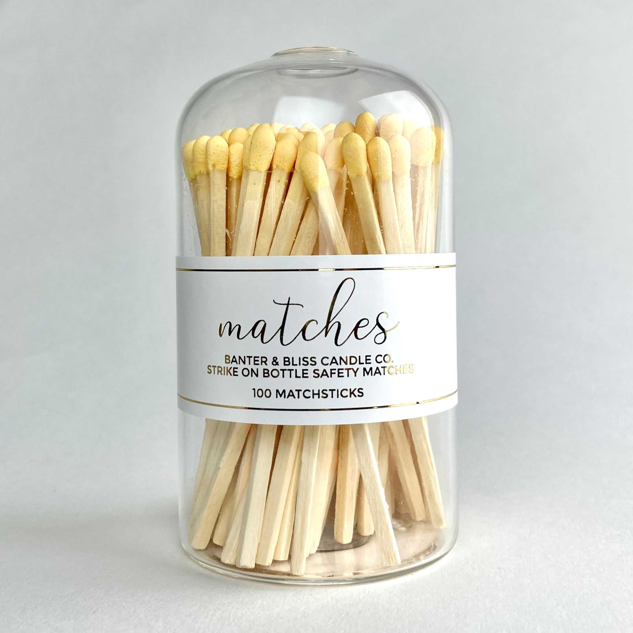 Banter & Bliss Modern Matchstick Bottle with Yellow Matches