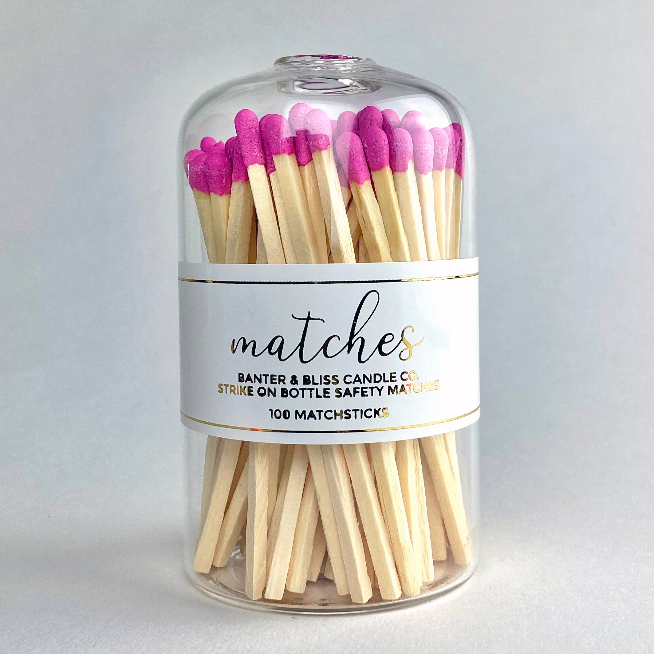 Banter & Bliss Modern Matchstick Bottle with Magenta Matches