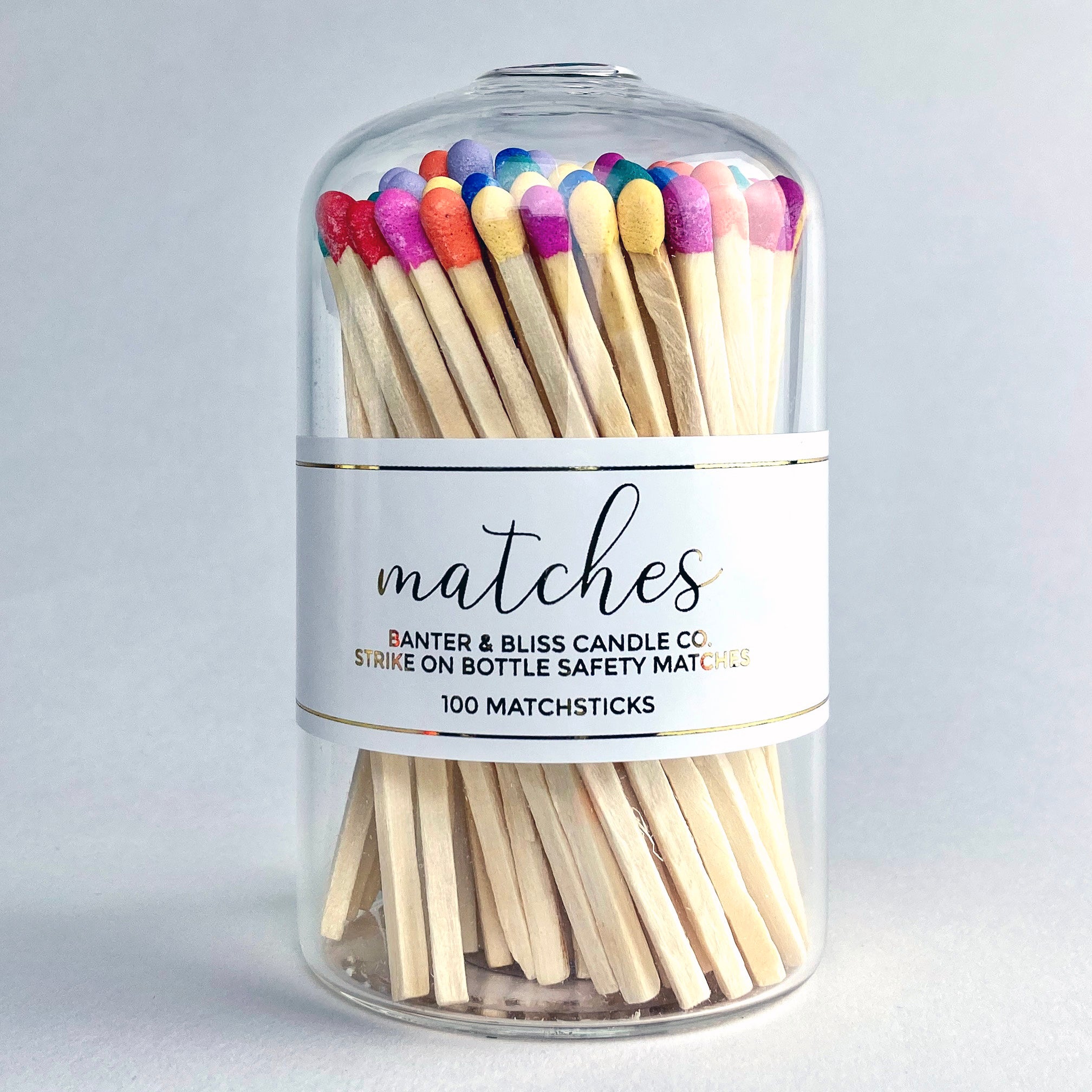 Banter & Bliss Modern Matchstick Bottle with Rainbow Matches