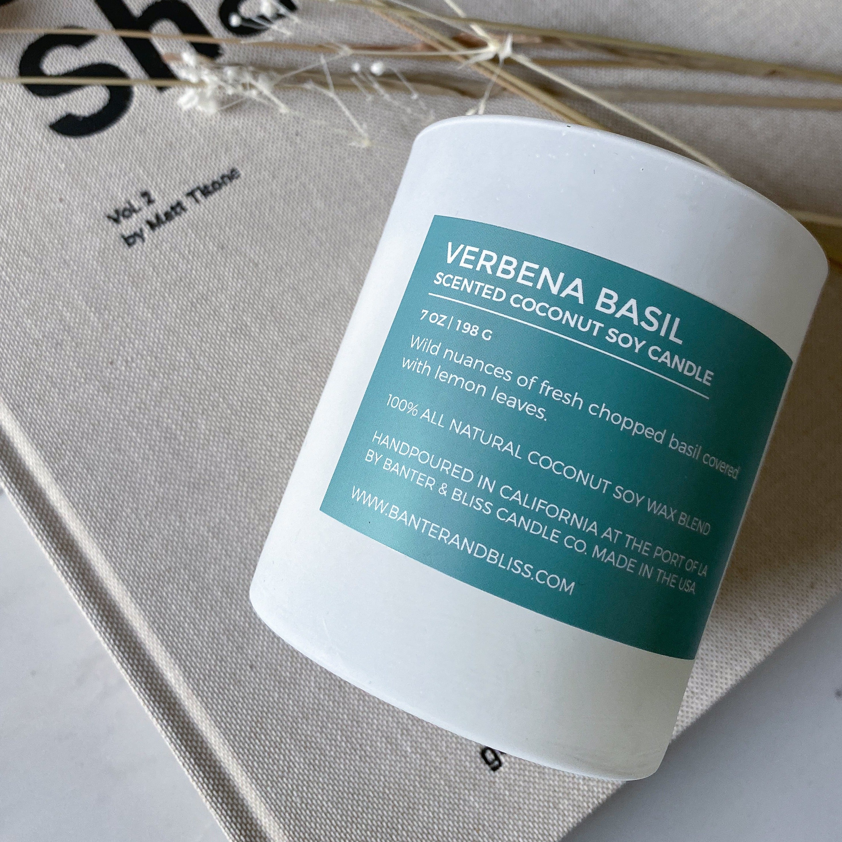 Banter & Bliss Candle Co. Verbena Basil 7 oz. Scented Coconut Soy Candle
