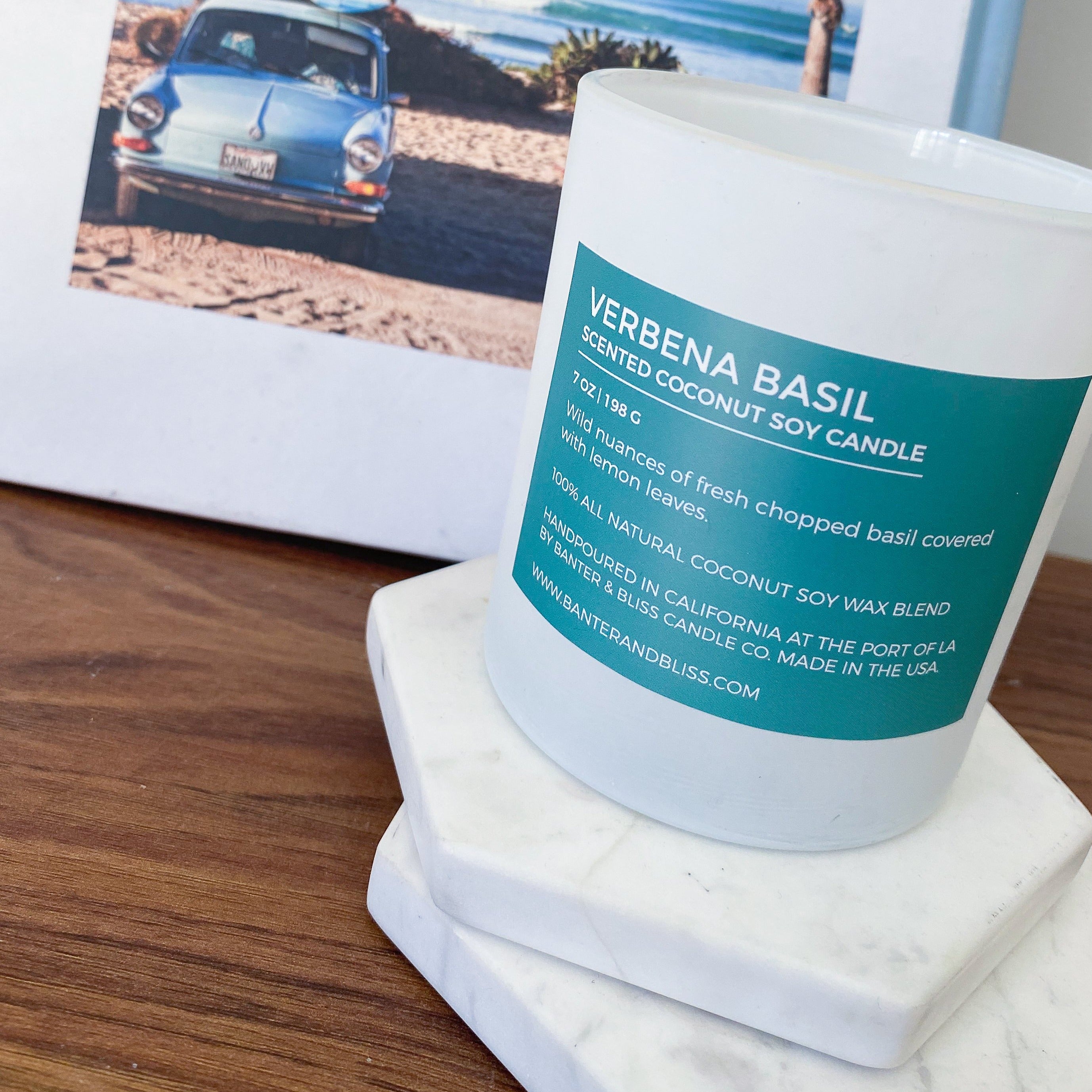 Banter & Bliss Candle Co. Verbena Basil 7 oz. Scented Coconut Soy Candle