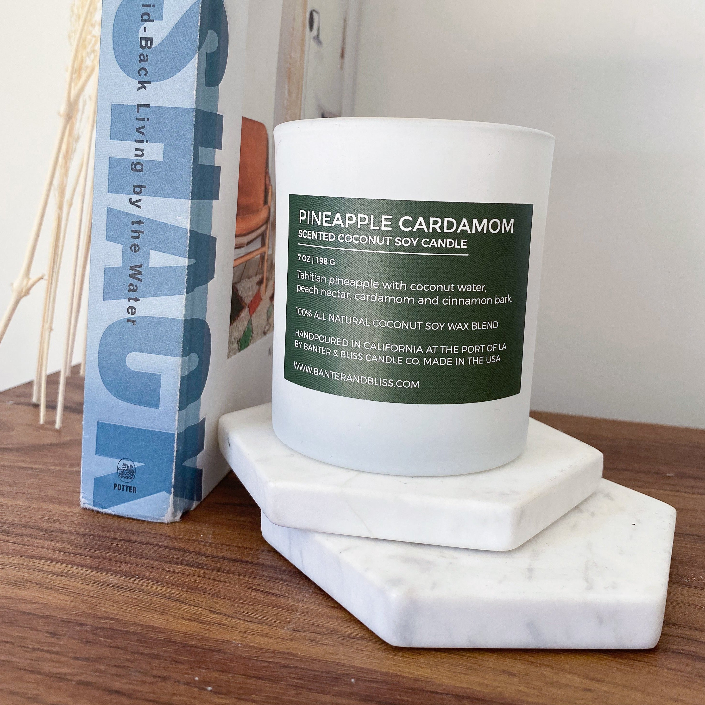 Banter & Bliss Candle Co. Pineapple Cardamom. 7 oz. Scented Coconut Soy Candle.