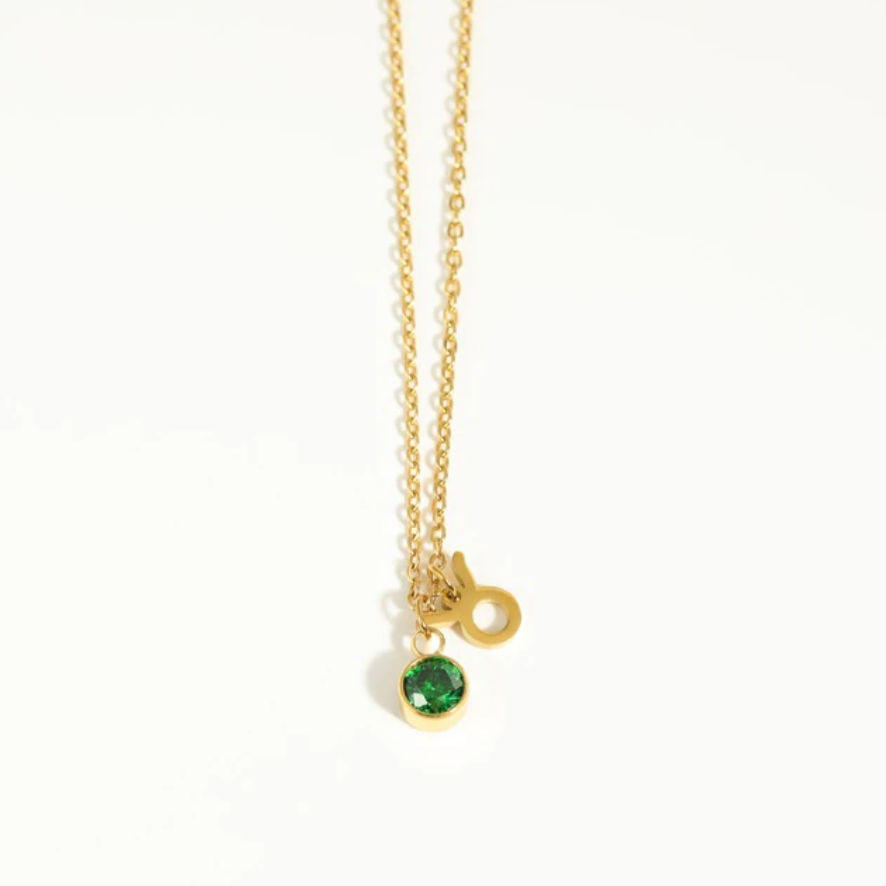 Taurus Zodiac Necklace with Birthstone Charm