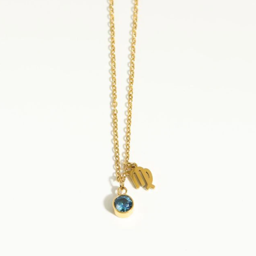 Virgo Zodiac Necklaces with Birthstone Charm