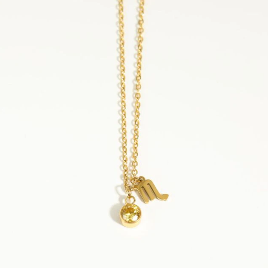 Scorpio Zodiac Necklace with Birthstone Charm