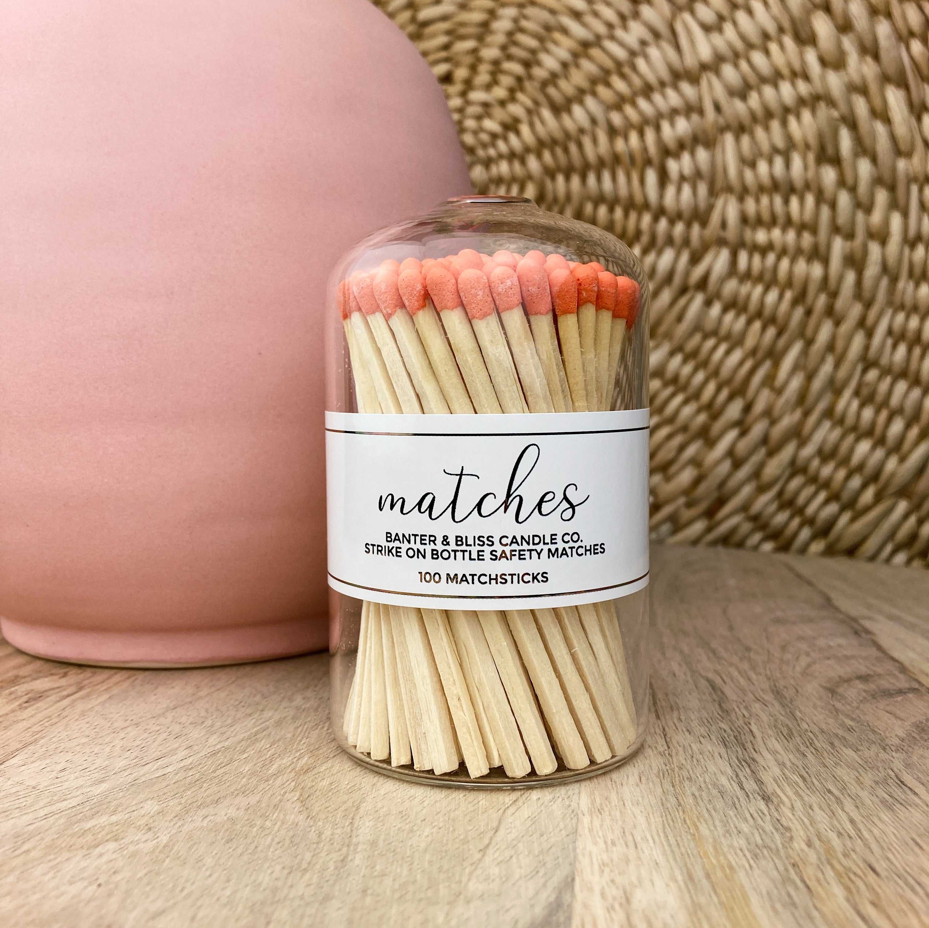 Modern Matchstick Bottle with Striker · 100 Long Orange Safety Matches