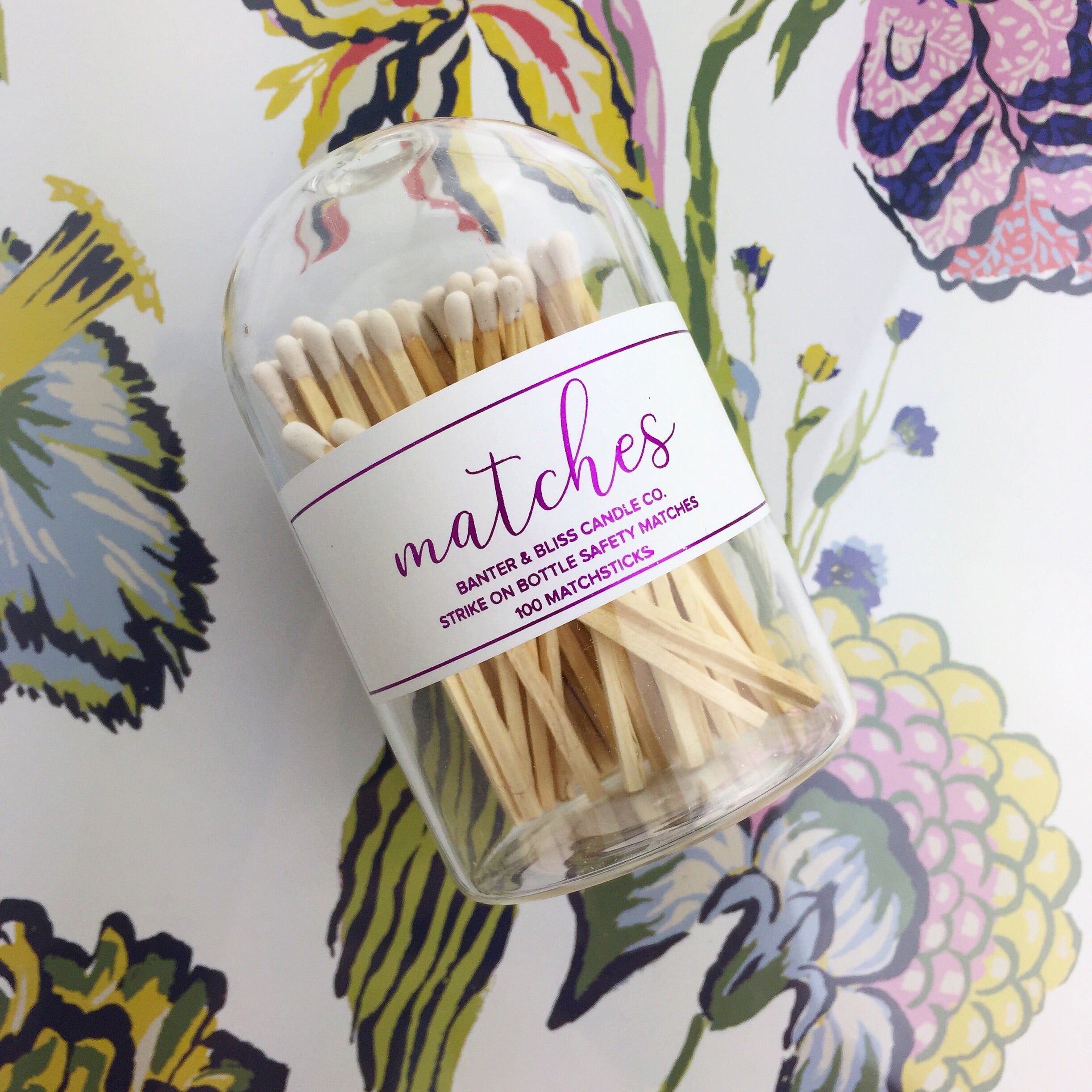 Modern Matchstick Bottle with Striker · 100 Long White Safety Matches