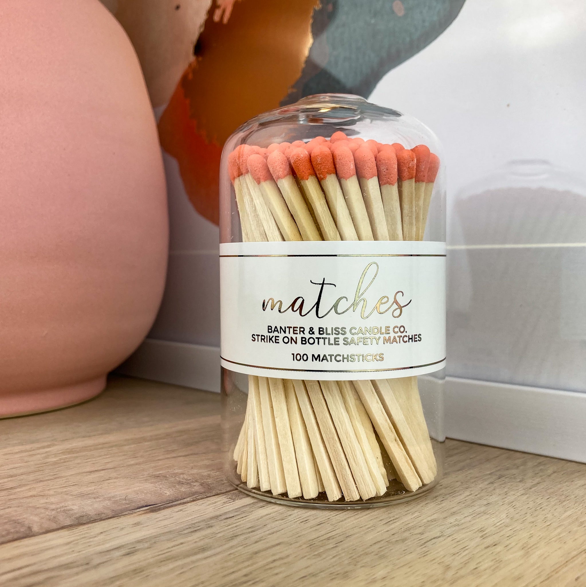 Modern Matchstick Bottle with Striker · 100 Long Orange Safety Matches