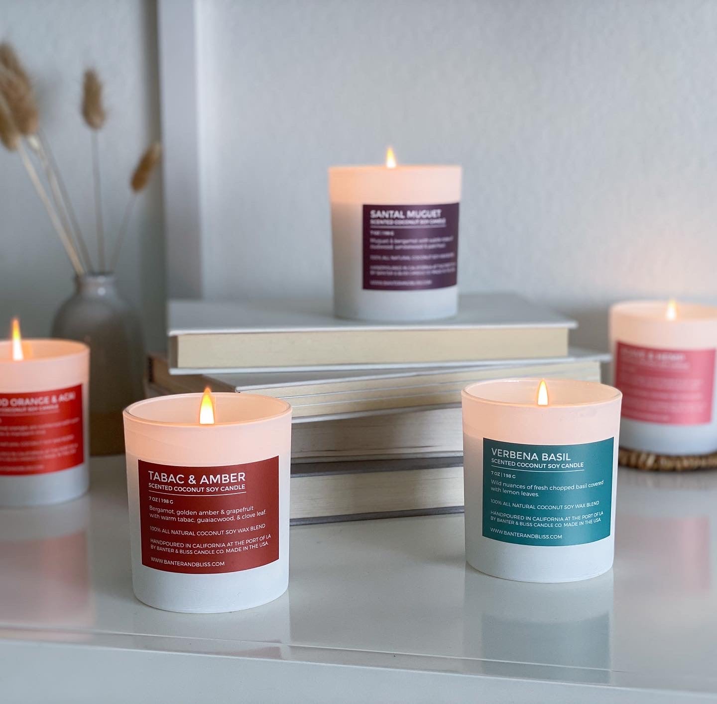 A collection of Banter & Bliss scented candles lifestyle photo