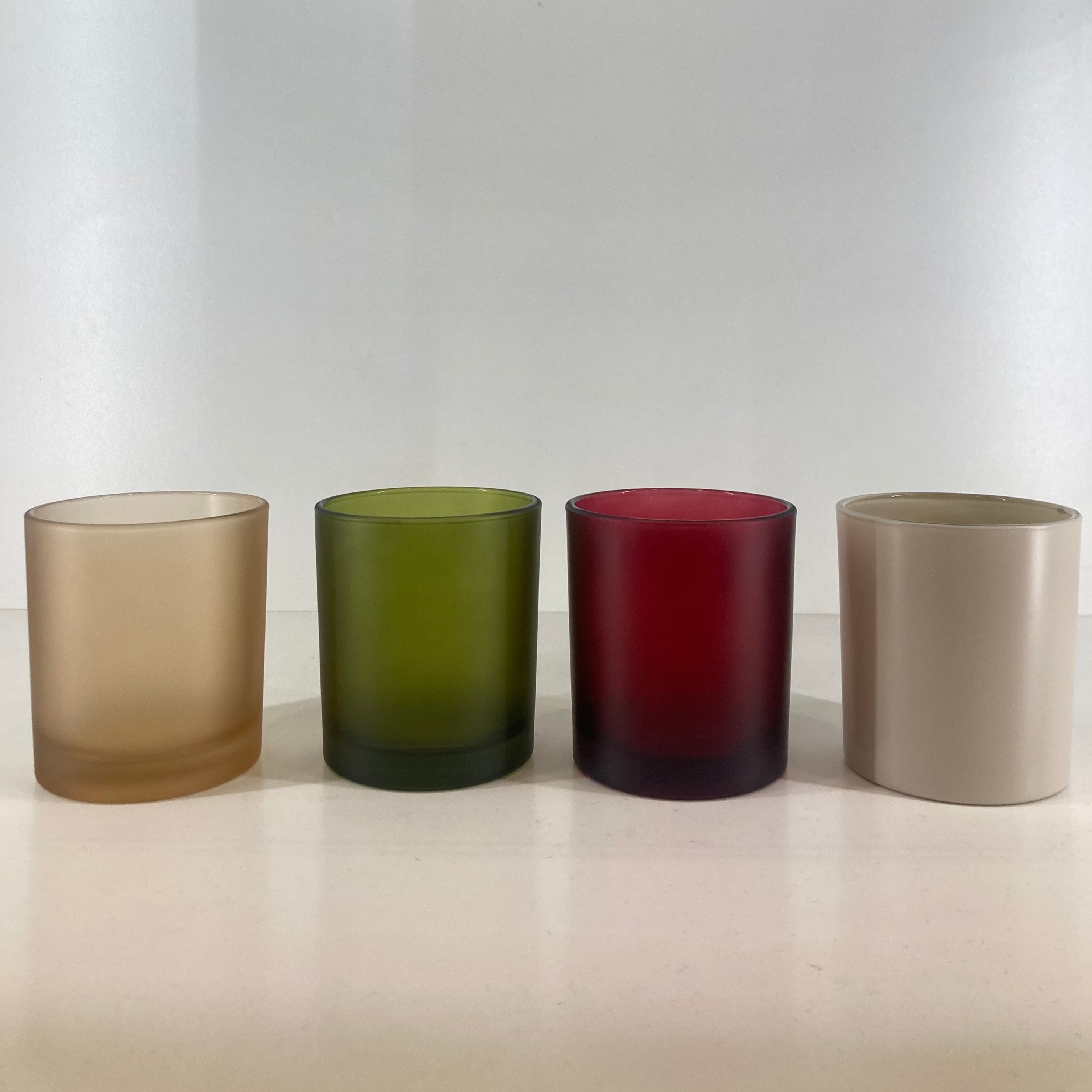 10.5 oz. vessel upgrade options champagne, emerald, ruby, and nude.