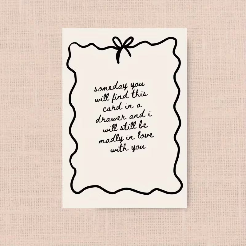 Card with romantic message on a beige textured background