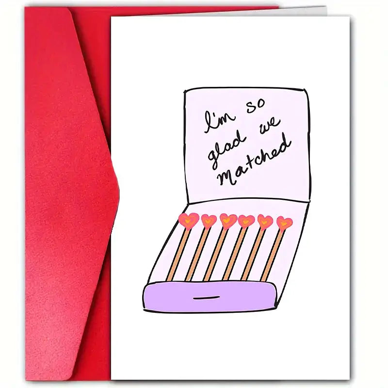 "I'm So Glad We Matched" Valentine's Day Greeting Card