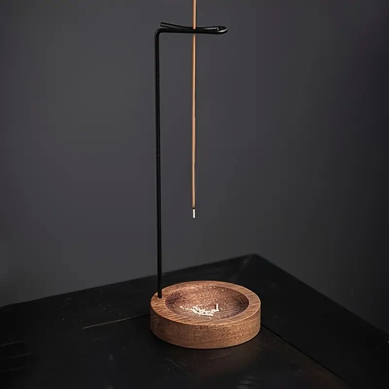 Zen-Inspired Wooden Incense Burner Set with Ash Catcher