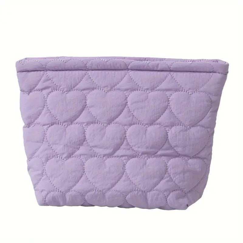 Queen of Hearts Quilted Heart Large Cosmetic Bag in Purple