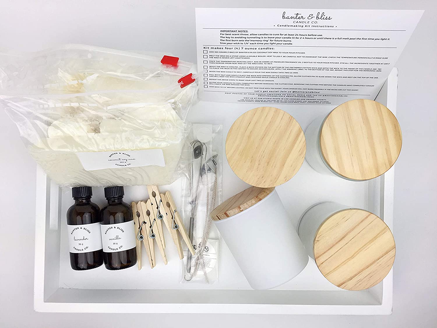 Minimal & Modern DIY Coconut Soy Candlemaking Kit. Makes Four 7 oz. Candles. Make More Kit (32 pieces)