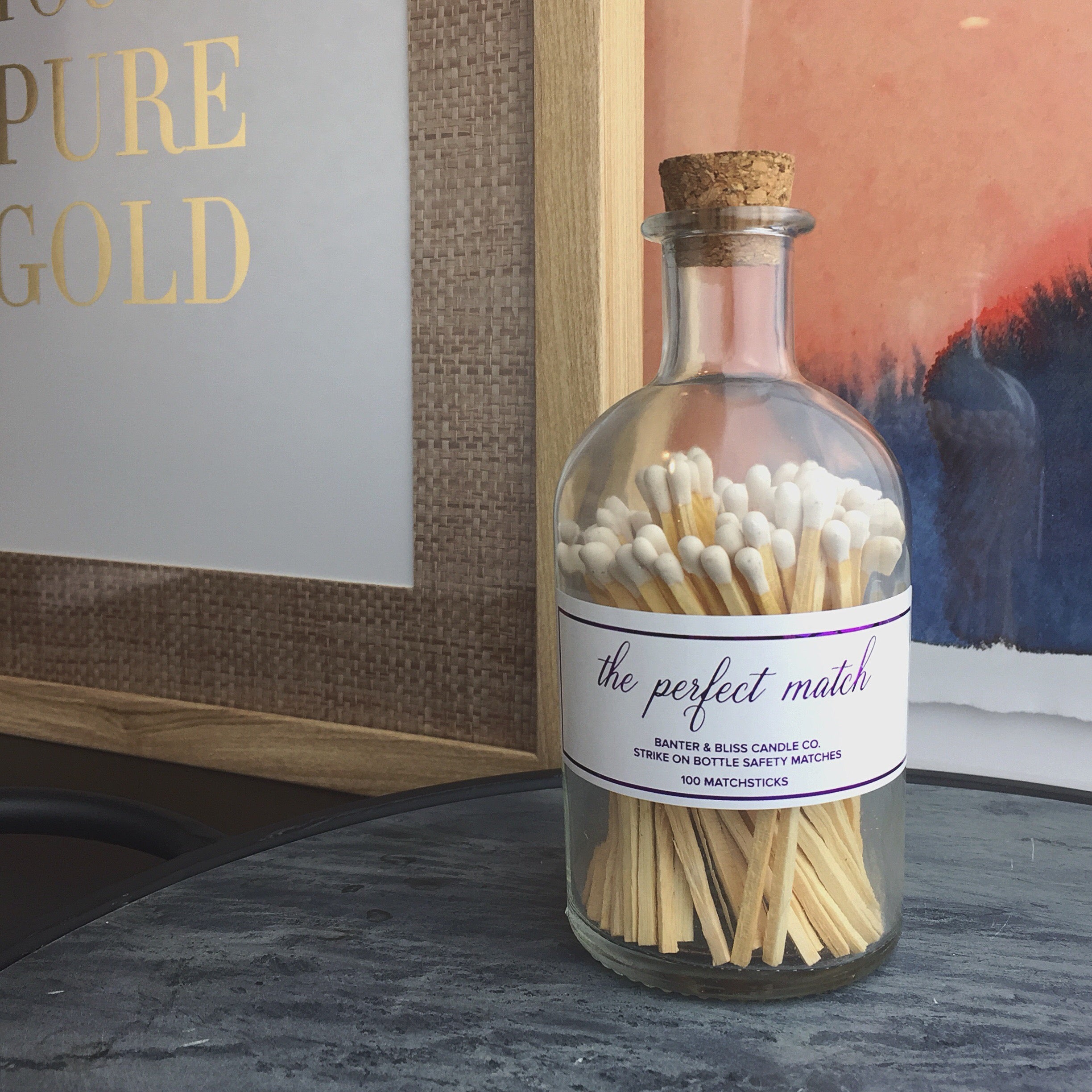 Apothecary Matchstick Bottle with Striker · 100 Long White Safety Matches