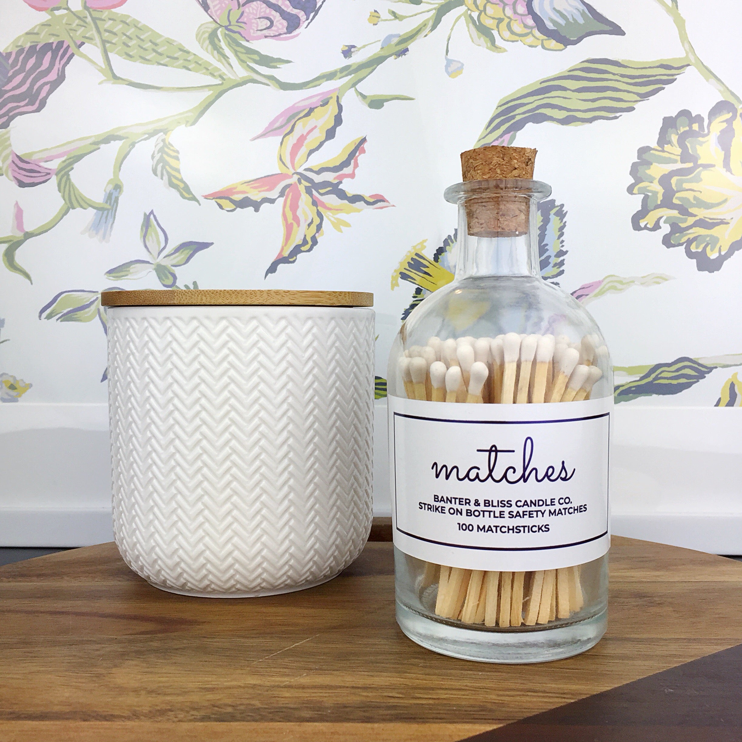 Matches · Apothecary Matchstick Bottle with Striker · 100 Long White Safety Matches
