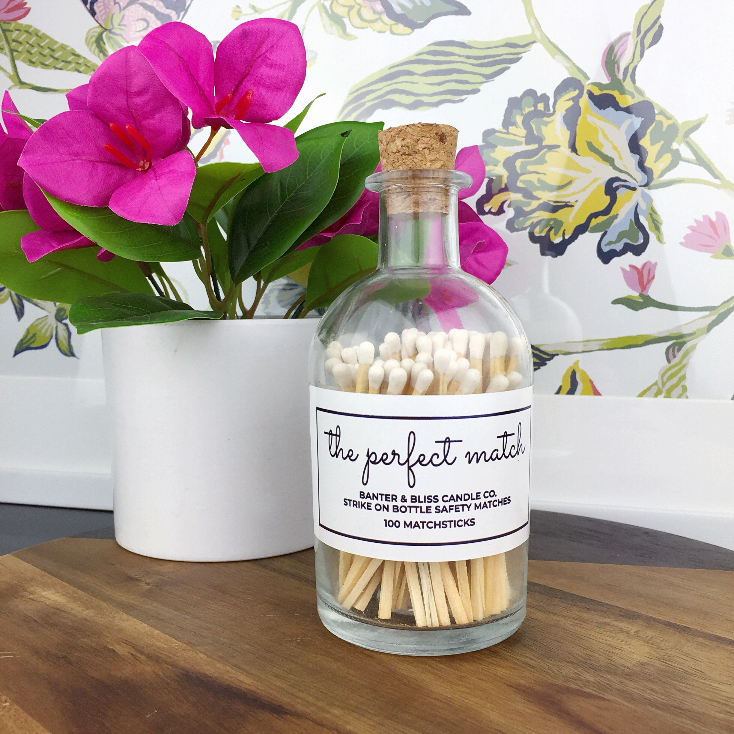 The Perfect Match · Apothecary Matchstick Bottle with Striker · 100 Long White Safety Matches