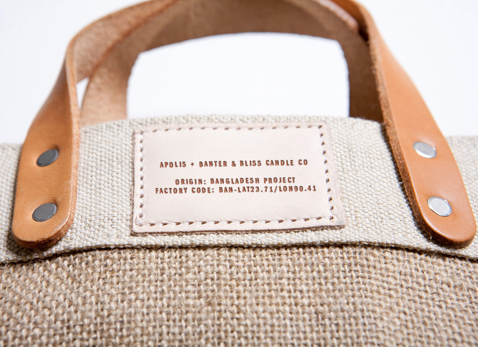 Apolis + Banter & Bliss Candle Co. Market Bag. Life is Short, Burn the Candle.