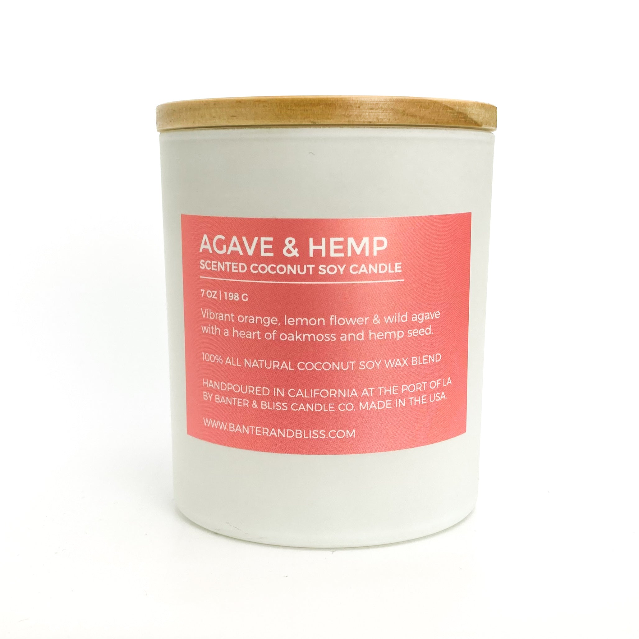 Agave & Hemp. 7 oz. Scented Coconut Soy Candle.