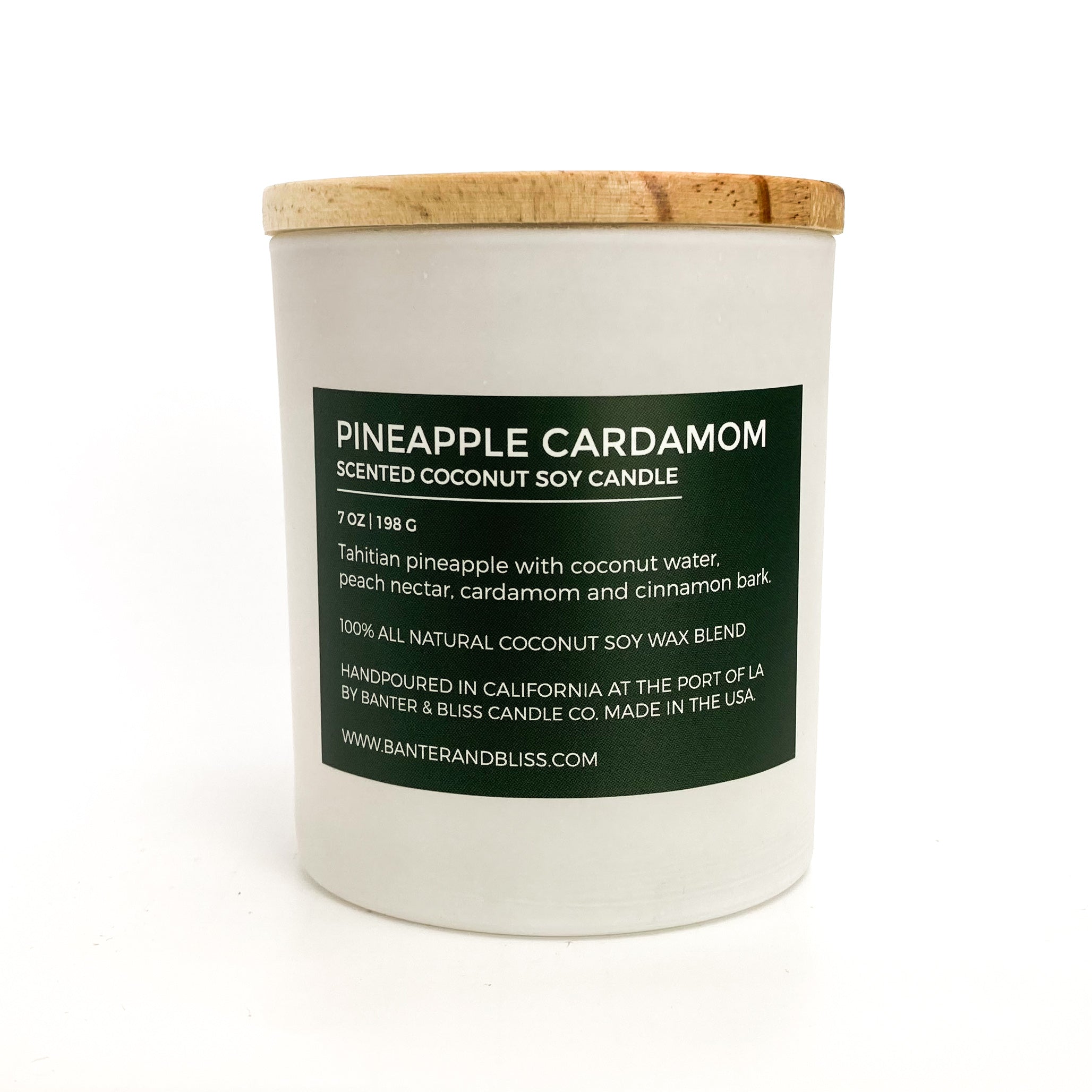 Pineapple Cardamom. 7 oz. Scented Coconut Soy Candle.