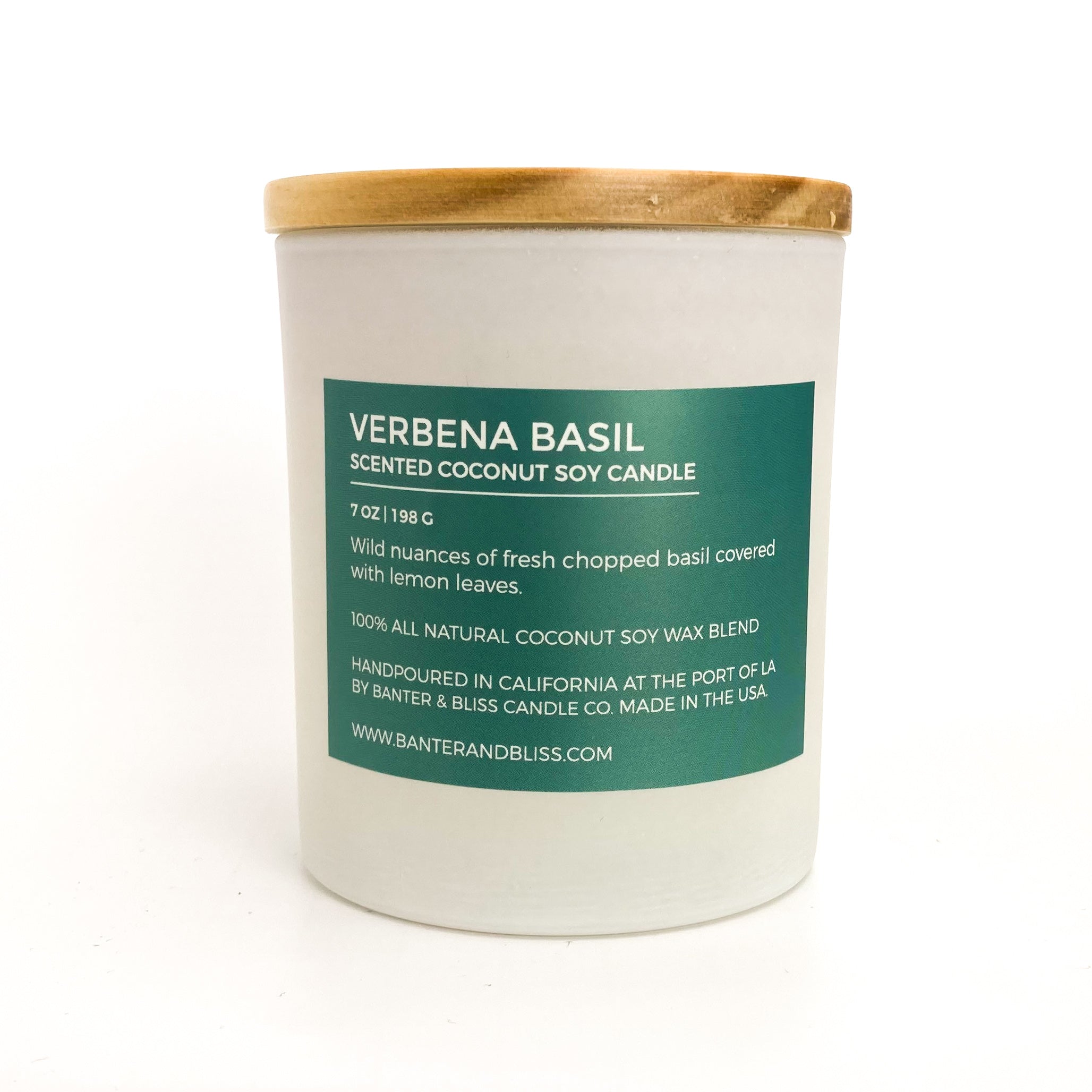 Verbena Basil. 7 oz. Scented Coconut Soy Candle.