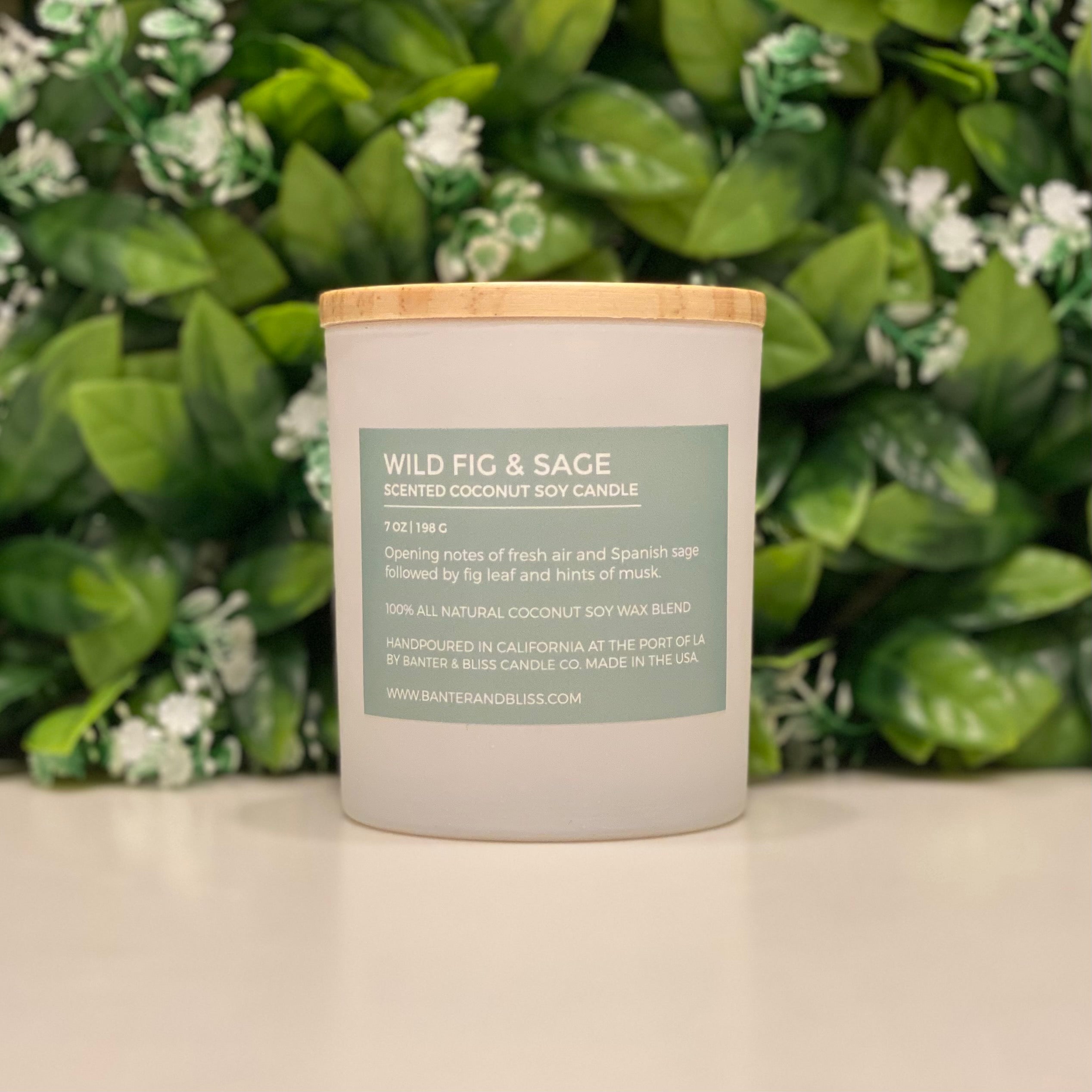 Wild Fig & Sage. 7 oz. Scented Coconut Soy Candle.