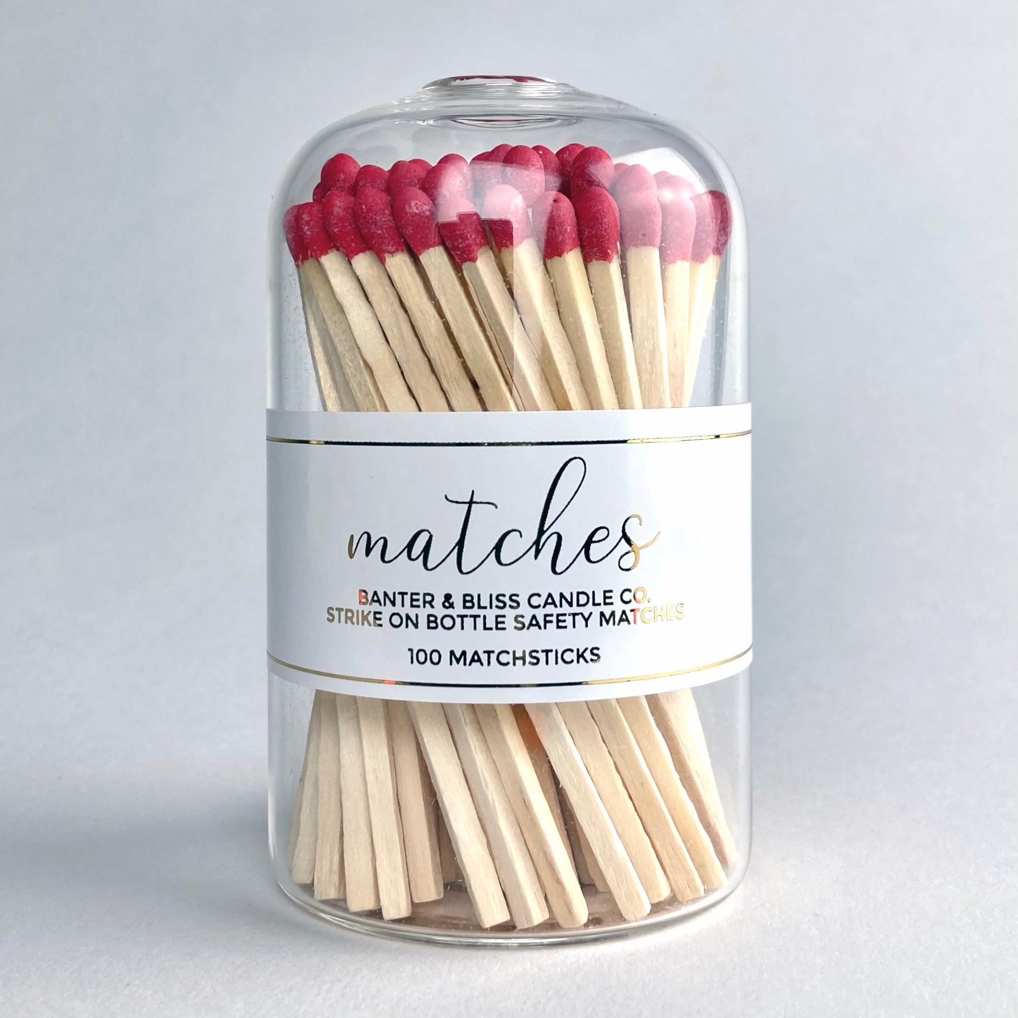 Banter & Bliss Modern Matchstick Bottle with Red Matches