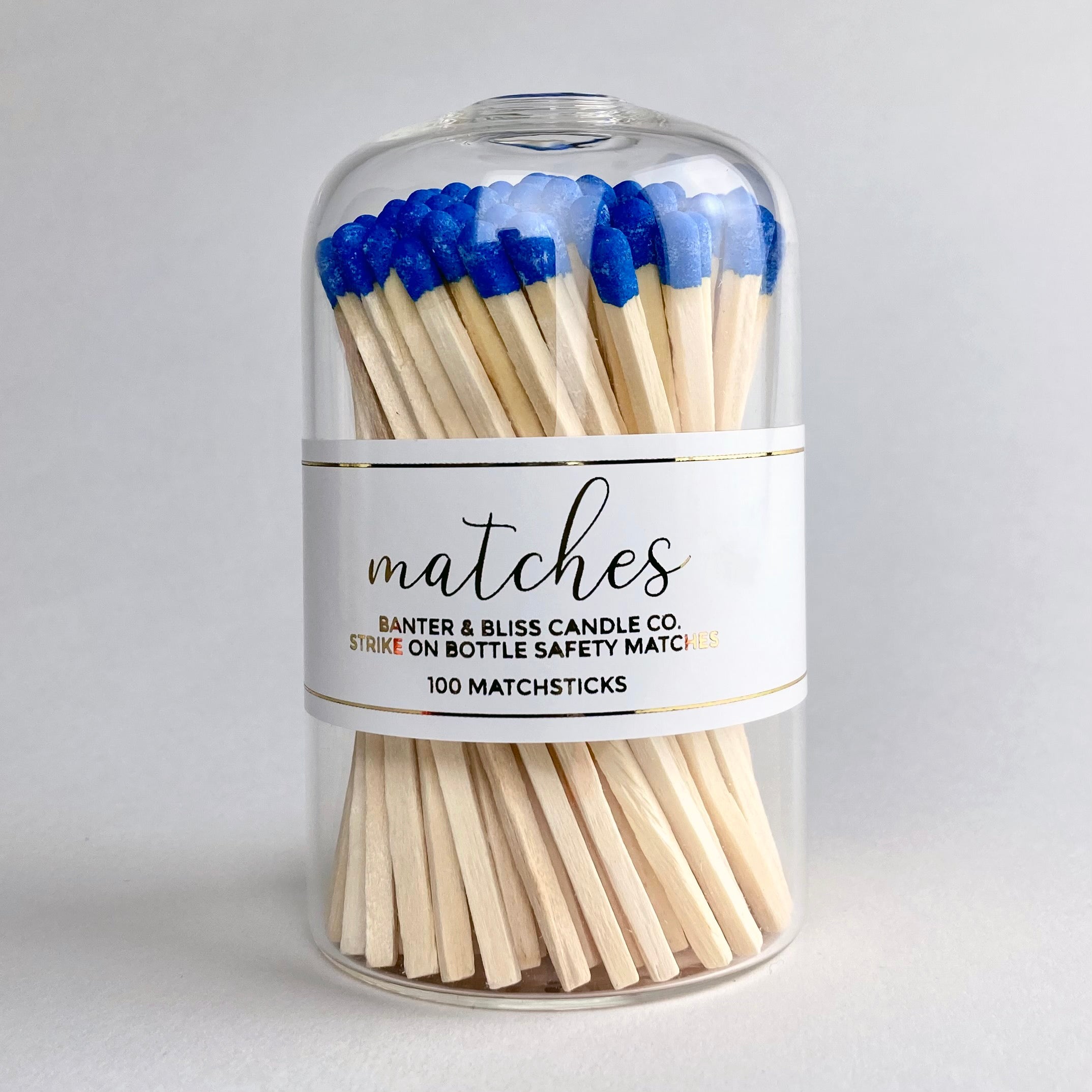Banter & Bliss Modern Matchstick Bottle with Blue Matches