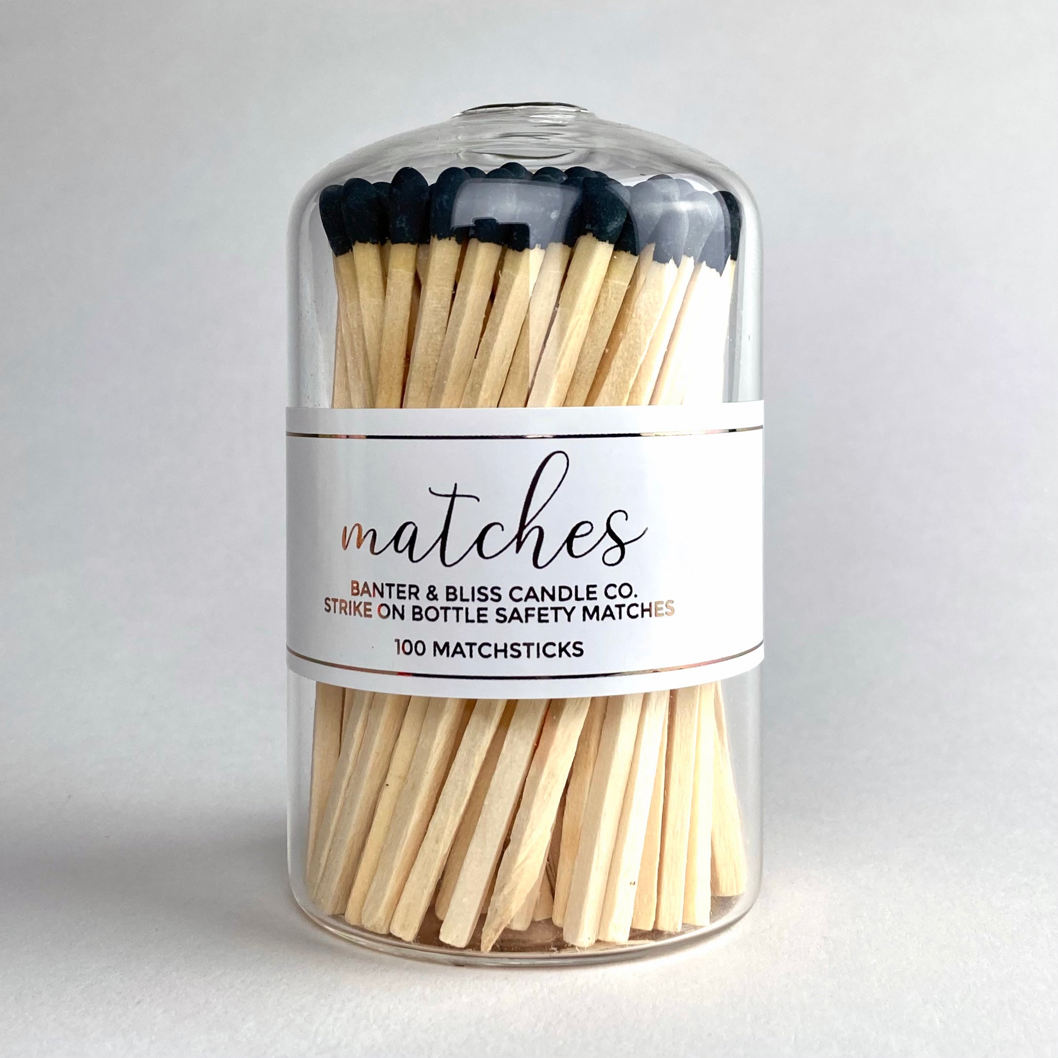 Banter & Bliss Modern Matchstick Bottle with Black Matches