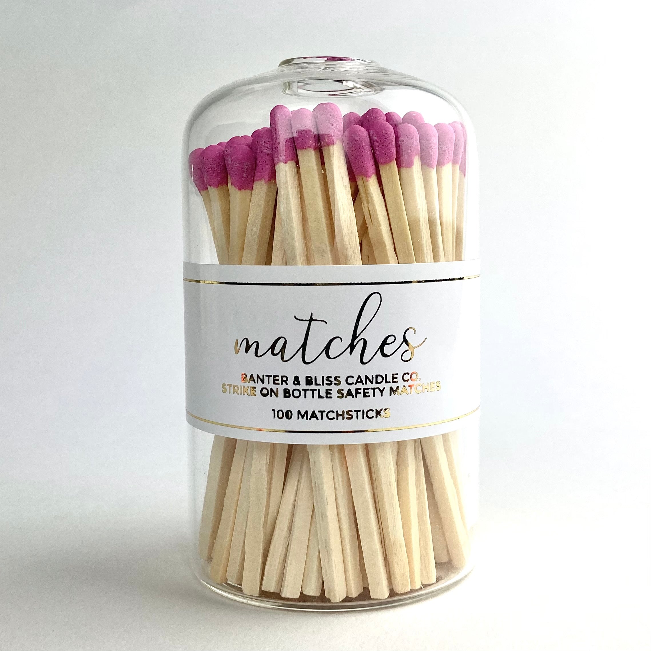 Banter & Bliss Modern Matchstick Bottle with Pink Matches