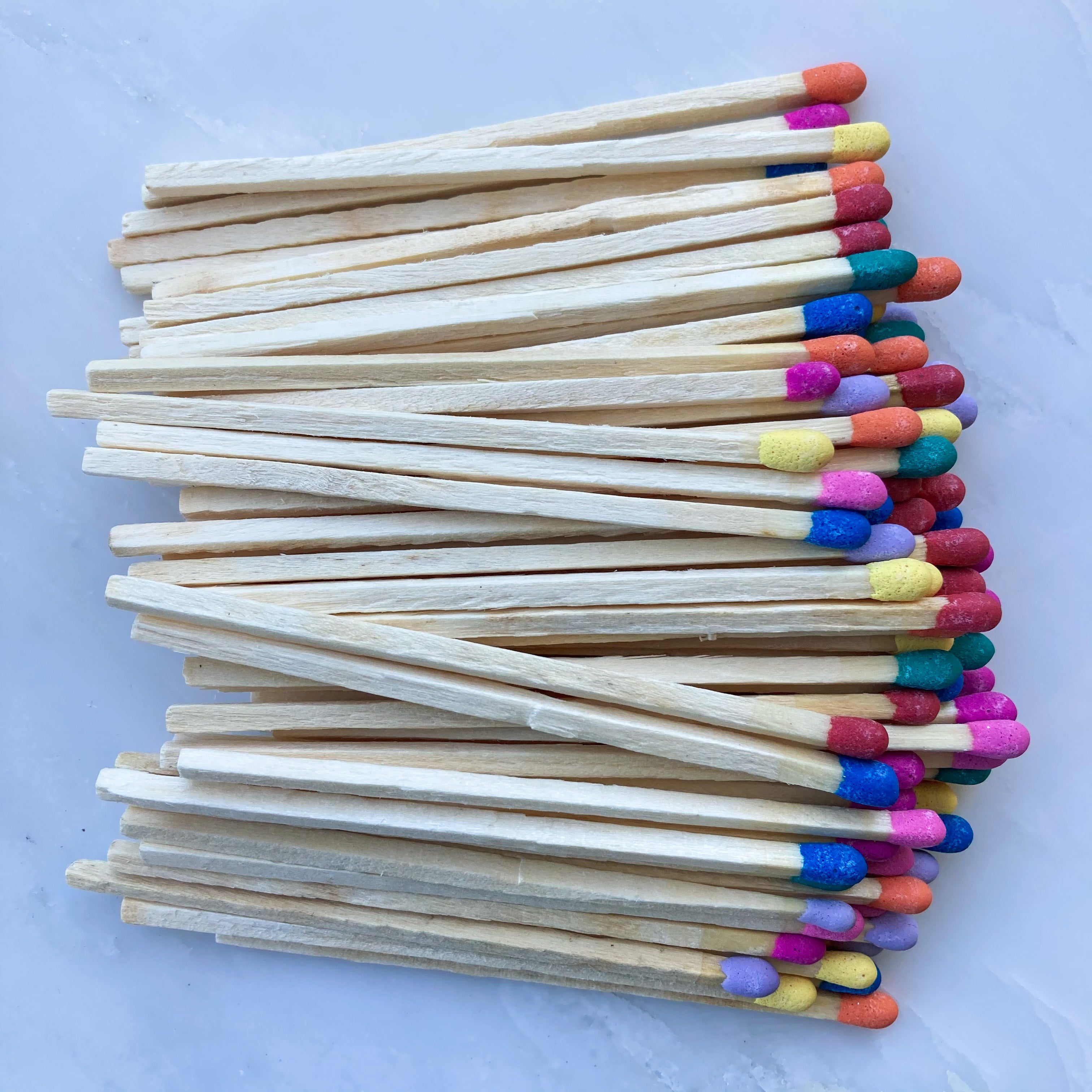 Banter & Bliss Candle Co. 3.5" Matchstick Bottle Refill Matches with Rainbow Tips Bundle of 100 Matchsticks
