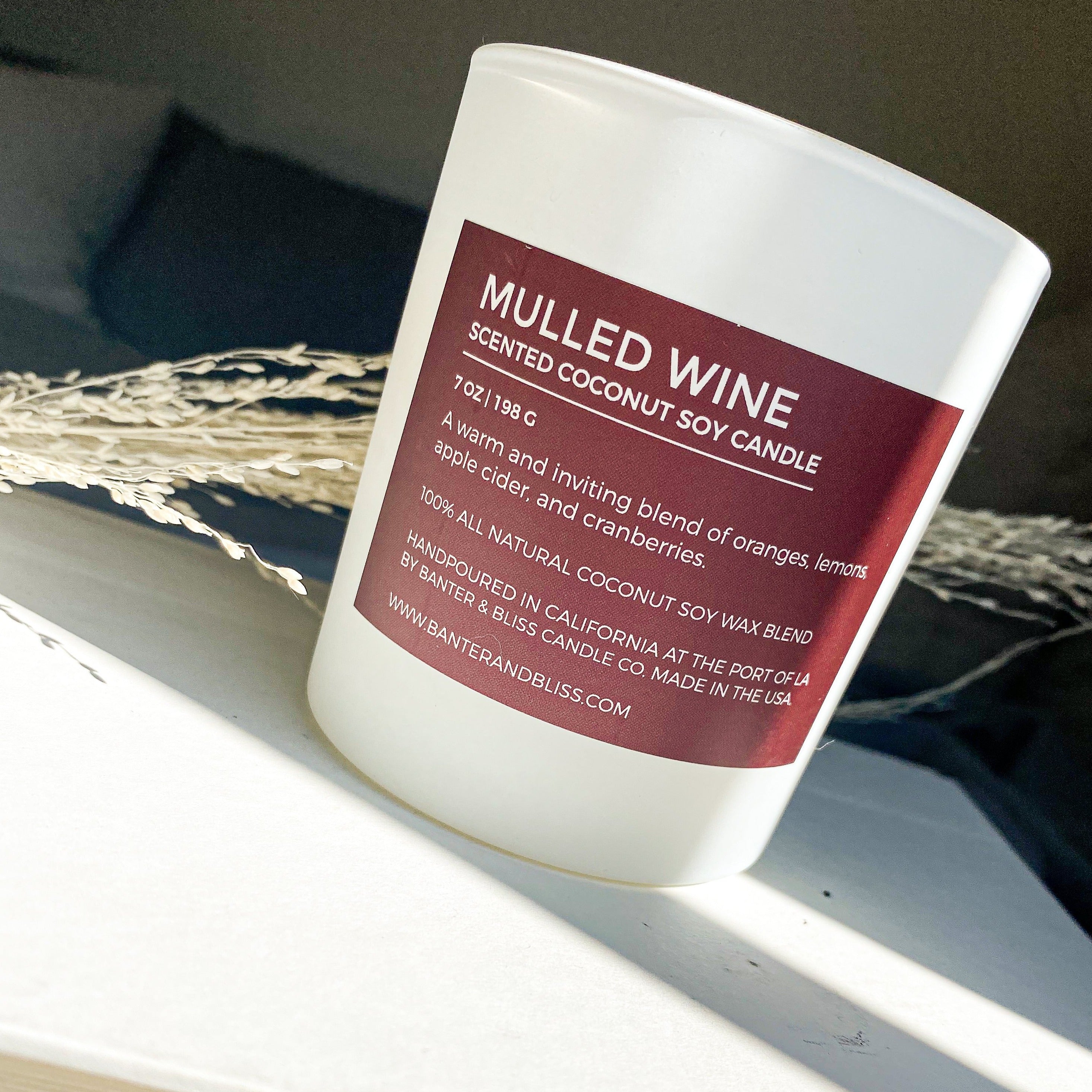 Mulled Wine. 7 oz. Scented Coconut Soy Candle.