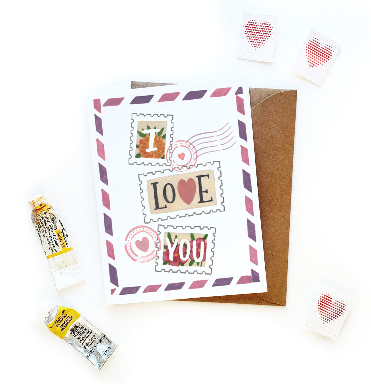 I Love You Stamps Card by Sketchy Notions