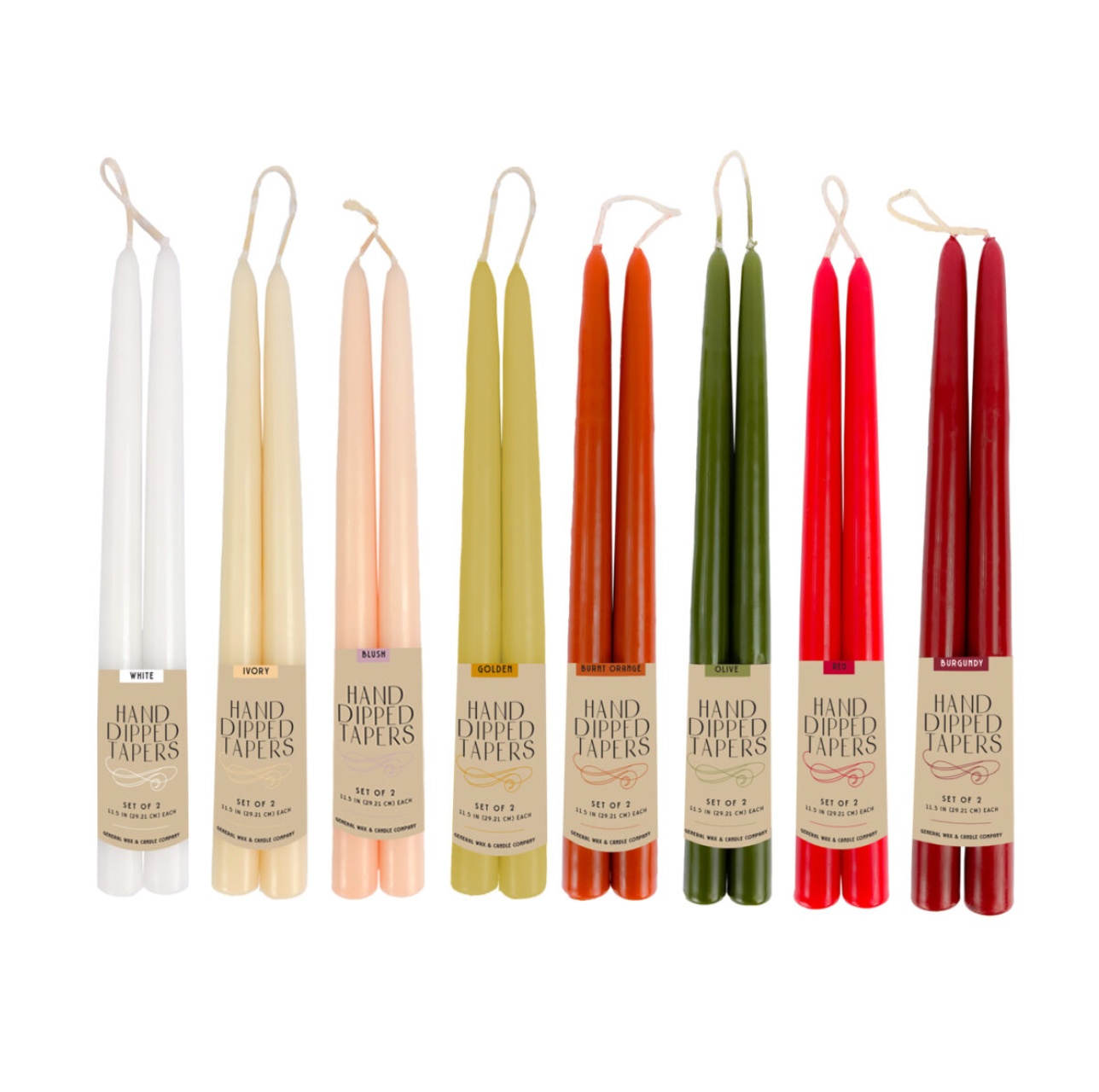 11.5" Hand-Dipped Taper Candles