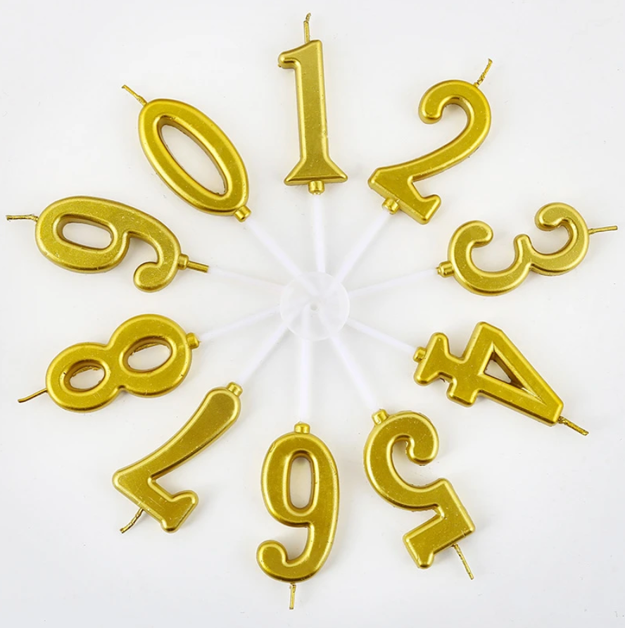 Gold Number Birthday Candles