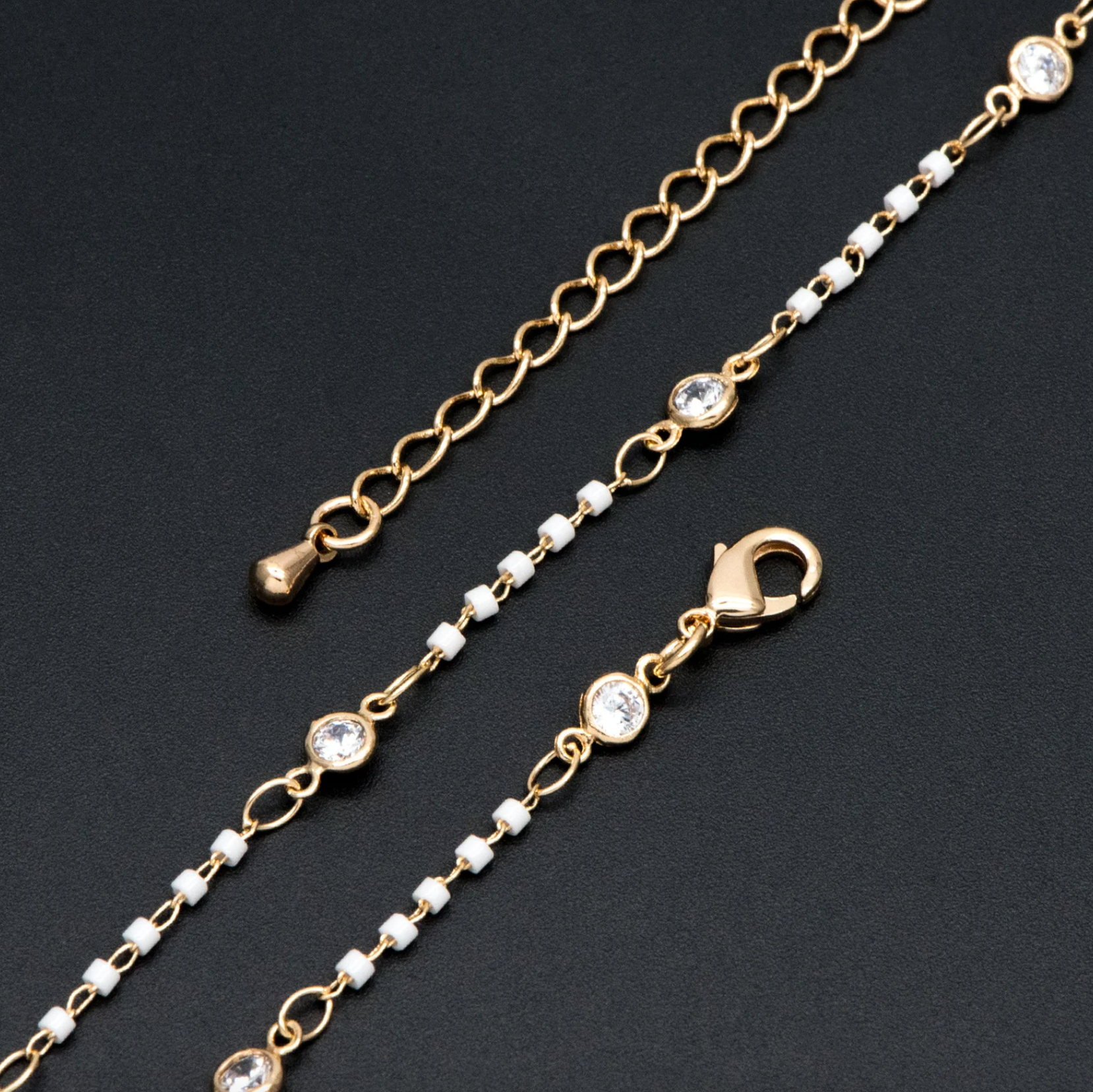 White Miyuki Seed Bead Chain Necklace 16-18 inch