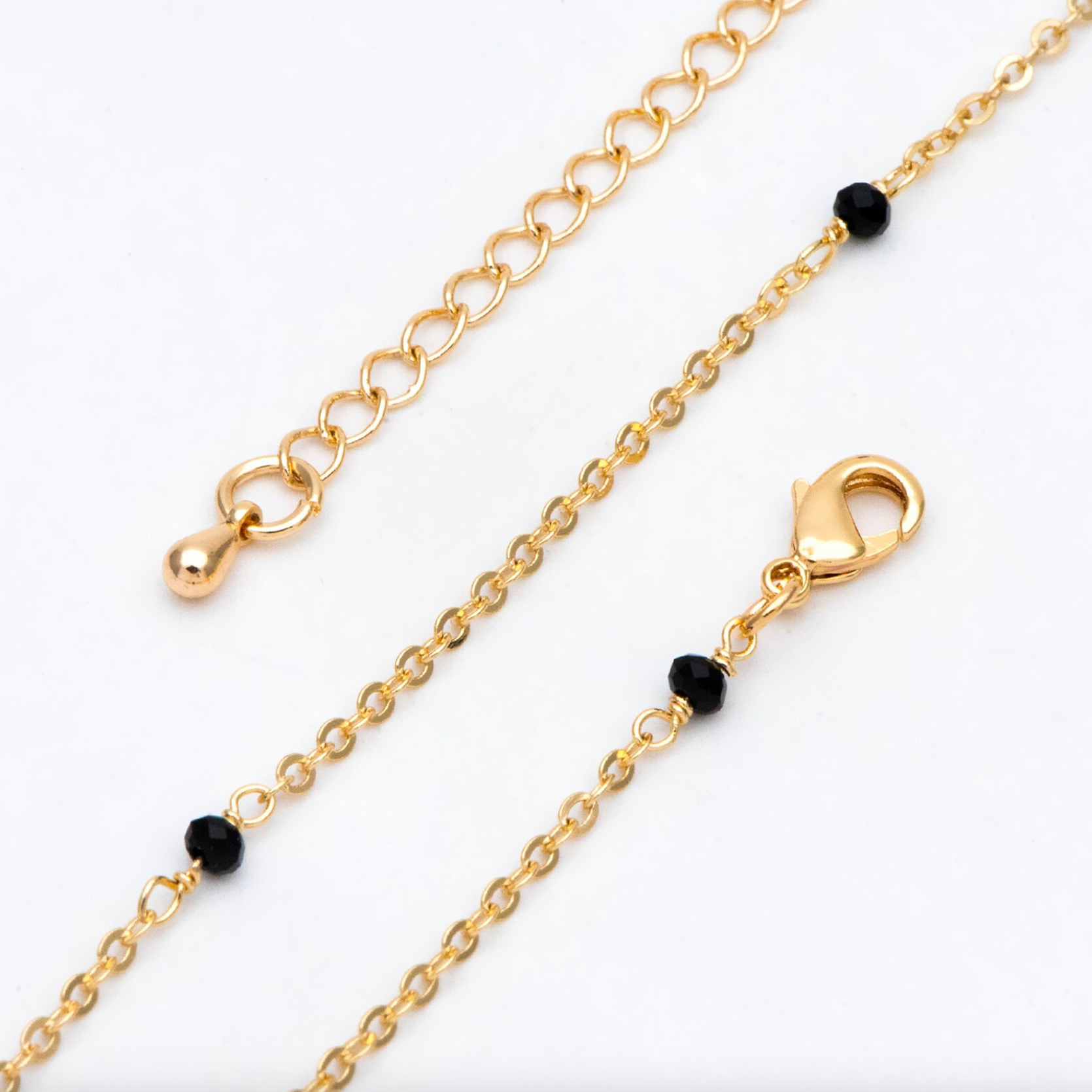 Black Crystal Bead Necklace.