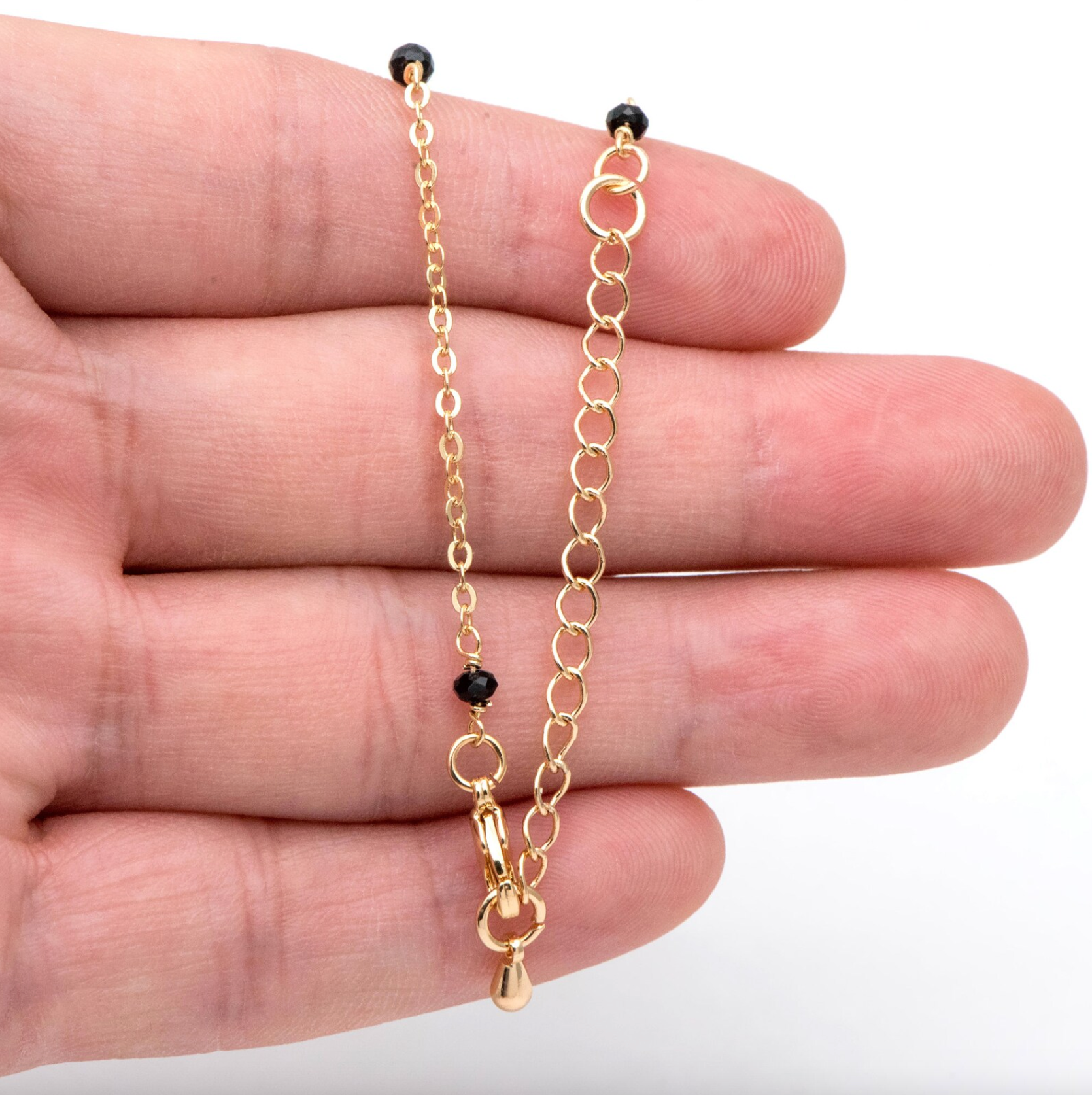 Black Crystal Bead Necklace.