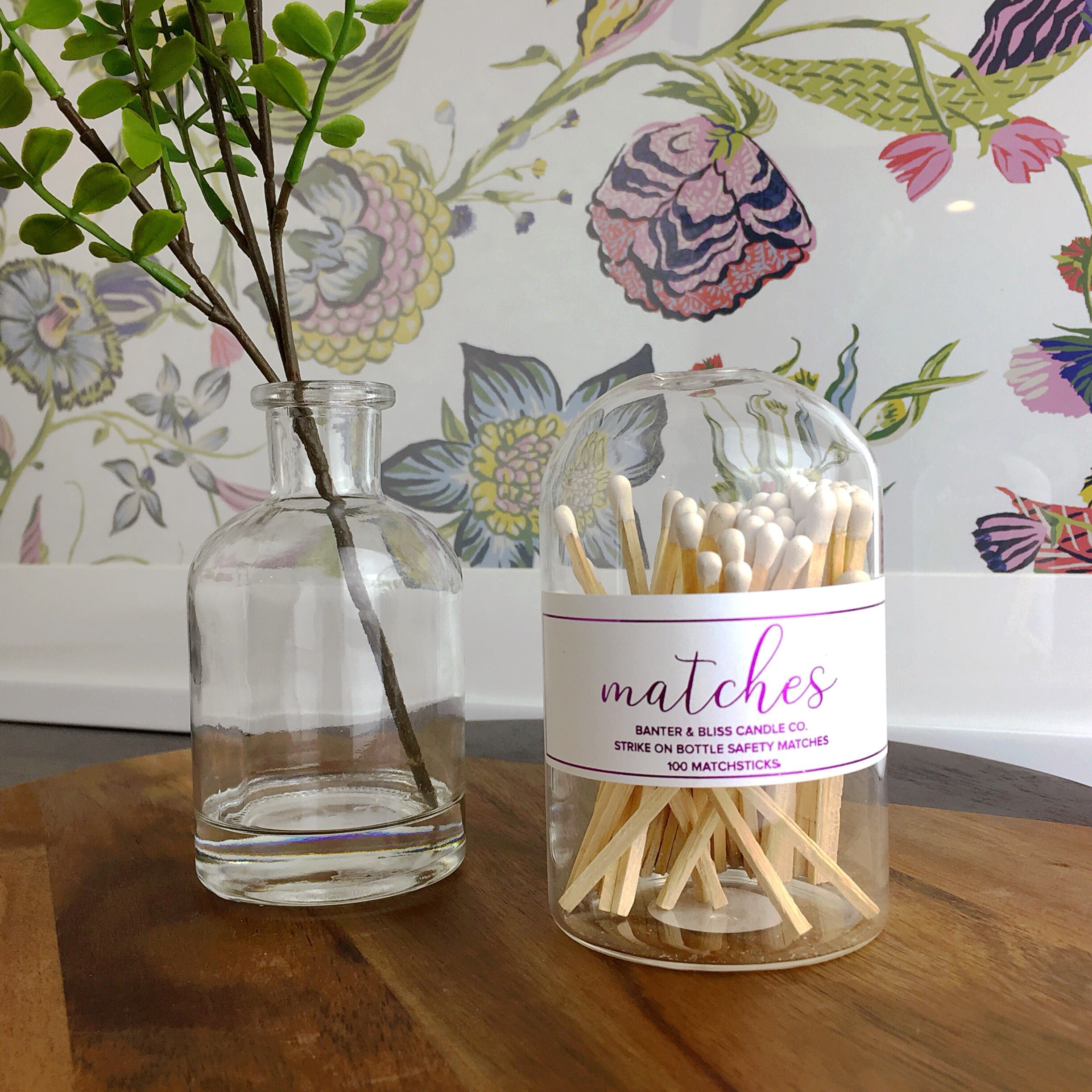 Modern Matchstick Bottle with Striker · 100 Long White Safety Matches