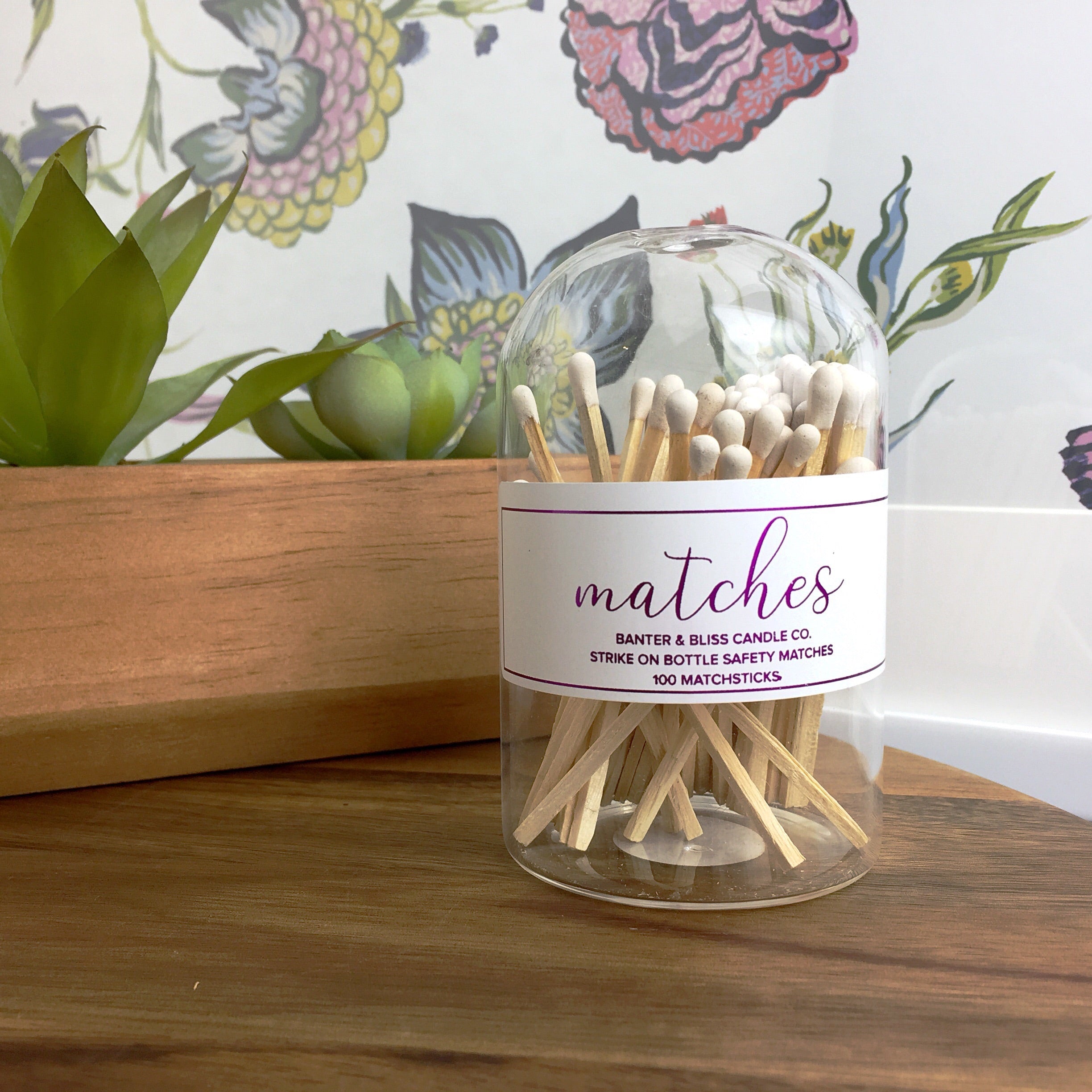 Modern Matchstick Bottle with Striker · 100 Long White Safety Matches