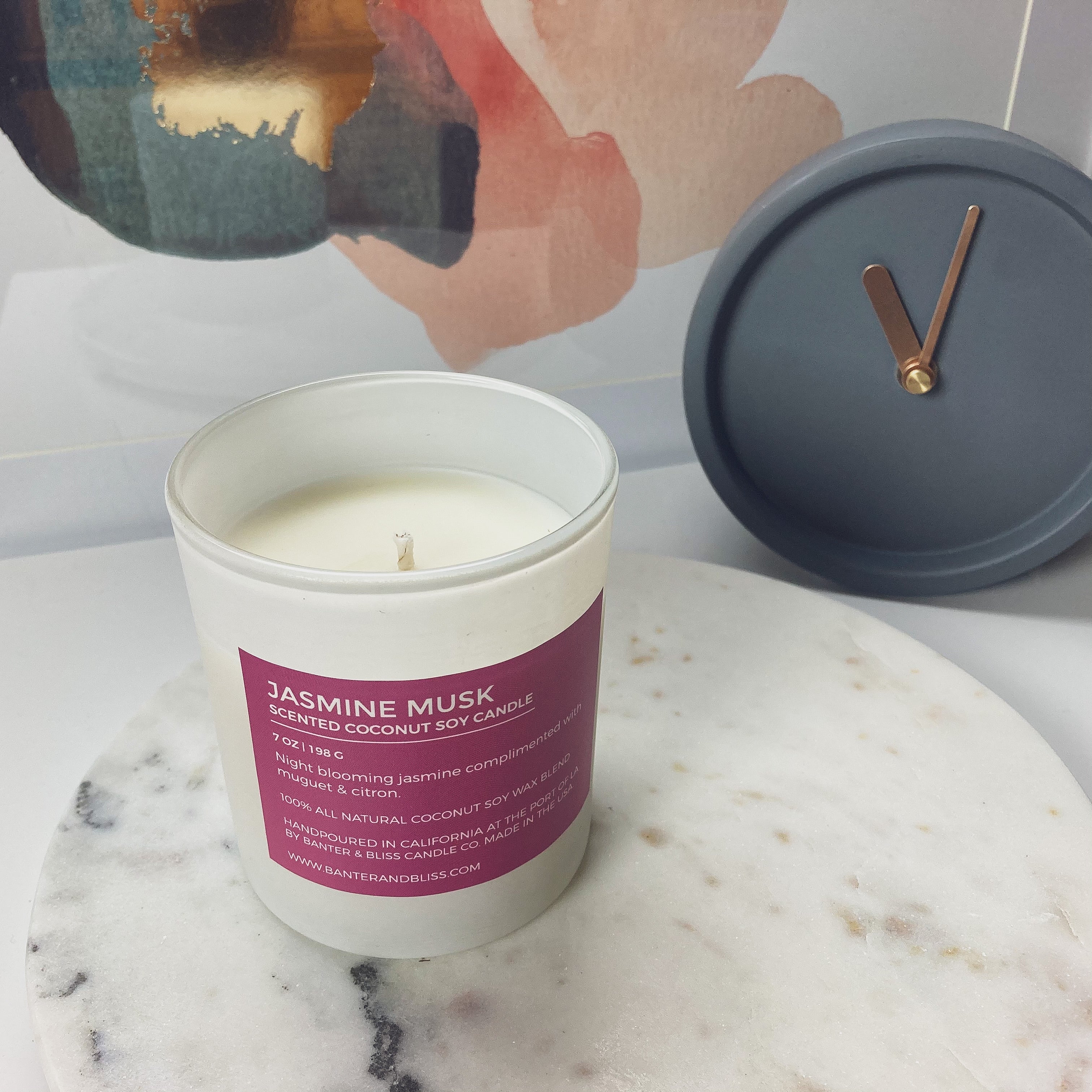 Jasmine Musk. 7 oz. Scented Coconut Soy Candle.